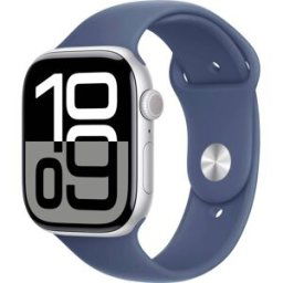 Apple Watch Series 10 GPS 46 mm boîtier en aluminium bracelet de sport denim S/M