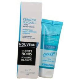 Ducray Keracnyl Glycolic+ Crème Désincrustante 30ml + Gel Moussant 40ml