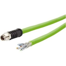 Metz Connect 142M6X10020 M12 Câble réseau, câble patch CAT 6a SF/UTP 2.00 m vert gaine PUR, résistant aux acides, résistant à lozone, résistant aux UV, pour
