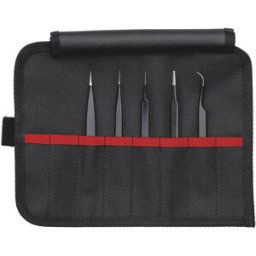 Knipex 92 00 01 ESD Set de brucelles universelles 5 pièces pointue, fine, extra mince 128 mm