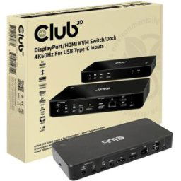 Club 3D KVM Switch 4K60Hz Commutateur KVM HDMI, Display-Port télécommande 3840 x 2160 Pixel
