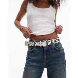 Topshop - Blair - Ceinture en cuir Ã imprimÃ© faÃ§on poulain avec clous argentÃ©s-Multicolore Multicolore 2XS-XS female