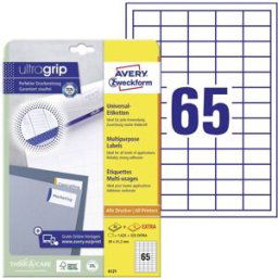 Avery Zweckform 6121 Etiquette universelles 38 x 21.2 mm papier blanc 1950 pc(s) fixation permanente imprimante à jet dencre, imprimante laser, imprimante