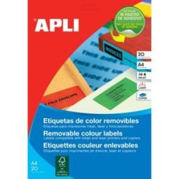 Etiquettes blanches enlevables coins arrondis multi-usage APLI 18309 63,5 x 33,9 mm - Pochette de 480