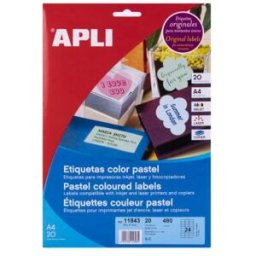 Etiquettes roses pastel coins droits multi-usage APLI 11843 70 x 37 mm - Pochette de 480