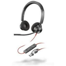 Casque filaire USB-C Poly Blackwire 3320 MS Duo + Dongle USB-C/A