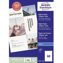 Avery Zweckform Superior Inkjet Paper 2579-100 Papier dimpression à jet dencre DIN A4 150 g/m² 100 feuille(s) blanc