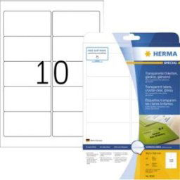 Herma 8018 Etiquette plastique 96 x 50.8 mm film, brillant transparent 250 pc(s) fixation permanente imprimante laser, photocopieuse, imprimante laser couleur,