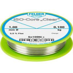 Felder ISO-Core Clear Sn100Ni+ Étain à souder bobine Sn99,25Cu0,7Ni0,05 0.100 kg 1 mm