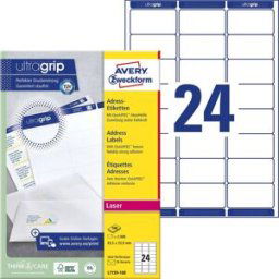 Avery Zweckform L7159-100 Etiquette pour adresse 63.5 x 33.9 mm papier blanc 2400 pc(s) fixation permanente imprimante à jet dencre, imprimante laser,