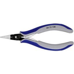 Knipex 34 12 130 pour lélectronique et la mécanique de précision Pince à becs plats droite Acier Chrome-Vanadium pour roulement à billes 135 mm