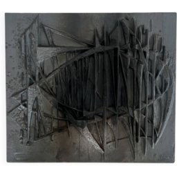 Plaque de cheminée par le designer F. Loriot pour Stern, France années 70 gris 66x2x58