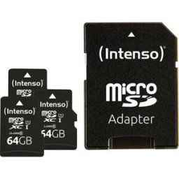 Intenso Premium 3er Pack (3 x 64 GB) Carte microSDXC 64 GB Class 10 UHS-I avec adaptateur SD
