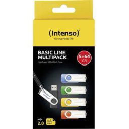 Intenso USB-Stick 5er Pack Basic Line 5 x 64 GB Clé USB 64 GB jaune, vert, bleu, orange, noir 3503595 USB 2.0