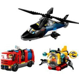 Lego Hélicoptère, camion de pompiers et sous-marin modulable