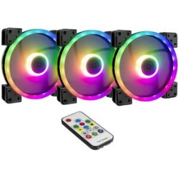 Inter-Tech Argus RS14 Ventilateur pour PC noir (l x H x P) 140 x 140 x 25 mm avec télécommande, avec éclairage LED