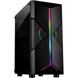 Tour midi Inter-Tech IT-3306 Cavy Midi - RGB Boîtier gaming noir fenêtre latérale, filtre anti-poussière, éclairage intégré