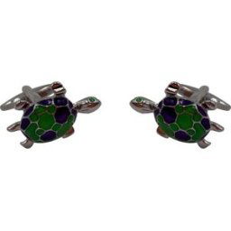 Draeger Boutons de manchettes - Tortue de mer - Vert et Violet - Homme