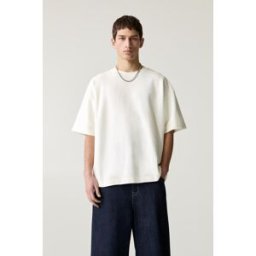 Pull&Bear Sweat À Manches Courtes Texturé Blanc cassé L male
