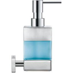 Duravit Karree distributeur de savon 0099541000 7 x 12,4 cm, montage mural, verre blanc mat, support chromé