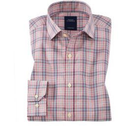 Pierre Clarence Chemise droite fil à fil carreaux col semi-italien 45-46 (2XL)