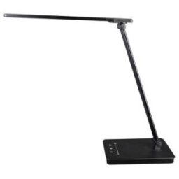 Lampe de bureau pliable Unilux Novy - Led intégrée - Tête rotative - Port USB - Noir