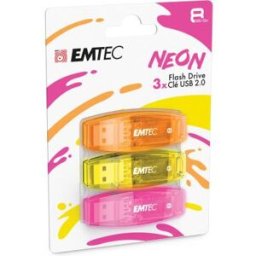 Emtec c410 neon lecteur usb flash 8 go usb type-a 2.0 orange, rose, jaune