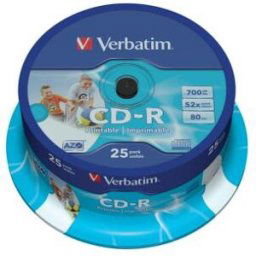 Verbatim cd-r azo wide inkjet printable 700 mo 52x 25 pièce(s)