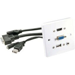 LINDY 60220 HDMI / VGA / USB / Jack Adaptateur [1x HDMI®, VGA, USB-A, Jack femelle 3.5 mm - 1x HDMI®, VGA, USB-A, Jack femelle 3.5 mm] blanc