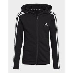 JD Sports adidas Veste à capuche entièrement zippée Essentials 3-Stripes - Black / White, Black / White