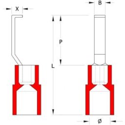 Weidmüller 1233340000 Cosse à crochet 0.5 mm² 1.5 mm² partiellement isolé rouge 100 pc(s)