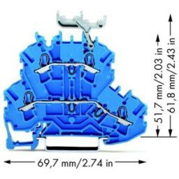 Bloc de jonction traversant à 2 étages WAGO 2002-2234 5.20 mm ressort de traction Affectation: N, N bleu 50 pc(s)