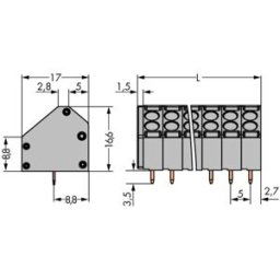 Bornier à ressort WAGO 816-103 1.50 mm² Nombre de pôles 3 gris 224 pc(s)
