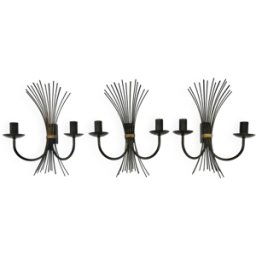 Série de 3 appliques " épi" marque Massive années 80 dore 32x15x39