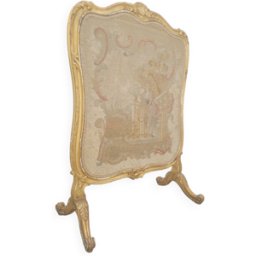 Pare-feu écran de cheminée style Louis xv en bois doré 19ème tapisserie bois 69x37x102