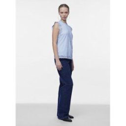 Pieces T-shirt regular fit sans manches bleu en nylon Vox M female
