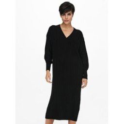 Only Robe en maille Col en V Manches longues Au-dessus du genou noir XS female