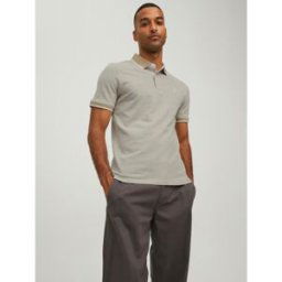 jack & jones Polo Slim Fit Polo Manches courtes Gris Clair beige en coton XS male