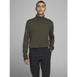 jack & jones Pull en maille Col tortue Manches longues Vert foncé Gus S male