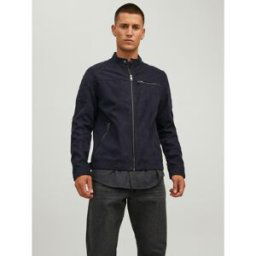 jack & jones Veste de motard en simili-cuir Col motard Manches longues Noir Earl XL male
