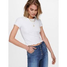 Only Top Col rond Manches courtes Court blanc XS female
