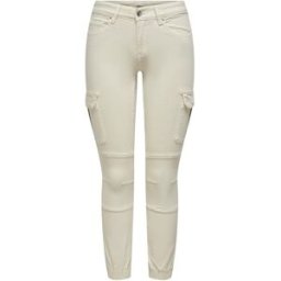 Only Pantalon cargo fermeture par bouton. fermeture éclair taille moyenne gris clair en coton Nora Taille : 42 / Longueur : 32 female