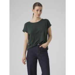 Vero Moda T-shirt regular fit vert foncé en tencel XS female