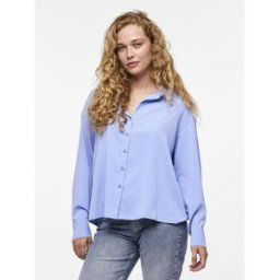 Pieces Chemise col boutonné manches longues bleu S female