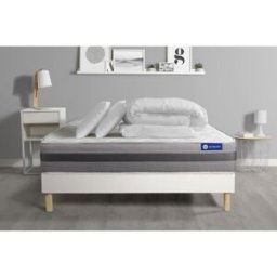 ACTISOM Pack prêt a dormir matelas ACTIMEMO RELAX memoire de forme Maxi epaisseur sommier KIT blanc 160 x 200 cm unisex