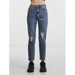 Pieces Jean coupe tapered taille haute bleu en coton Taille : 26 / Longueur : 32 female