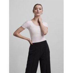 Pieces Blouse manches courtes col rond blanc S female