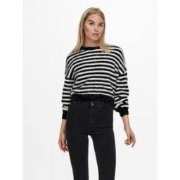 Only Pull en maille Rayures Col rond Manches longues noir Bree M female