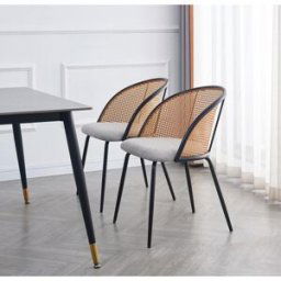 3S. x Home Nordlys - Lot de 2 Chaises de Salle a Manger Industrielles Metal Cannage Rotin gris unisex
