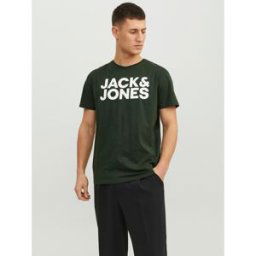 jack & jones T-shirt Standard Fit Col rond Manches courtes Vert foncé en coton Dylan S male